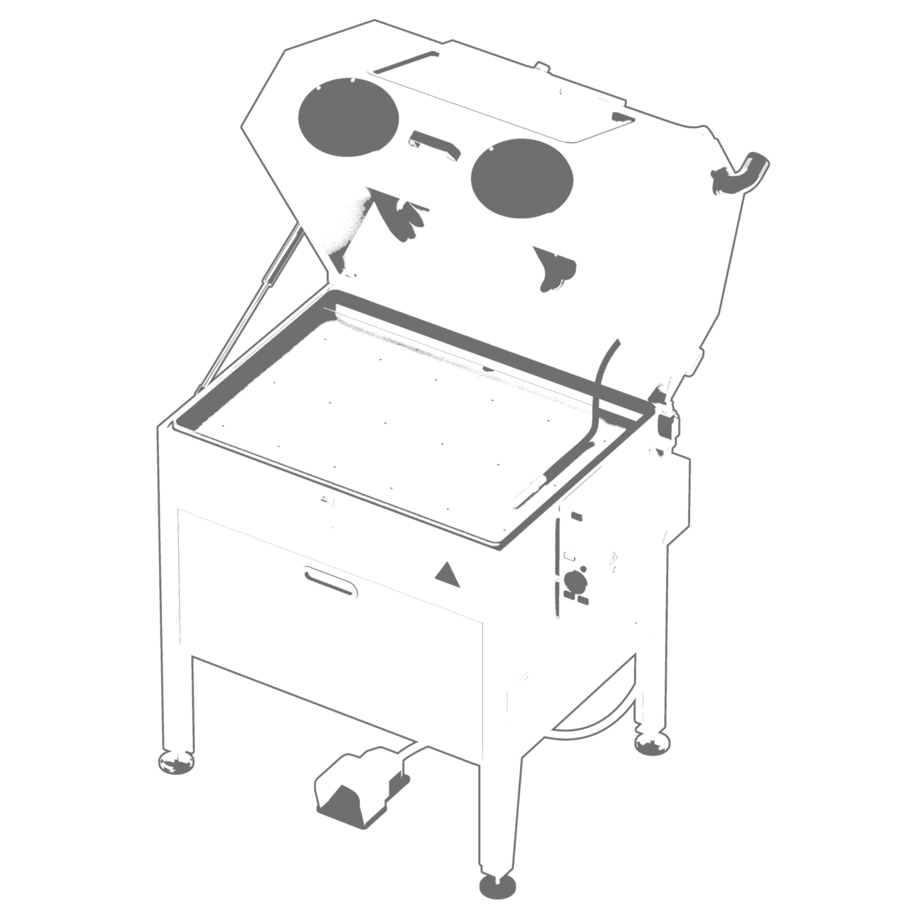 Line drawing of parts washer