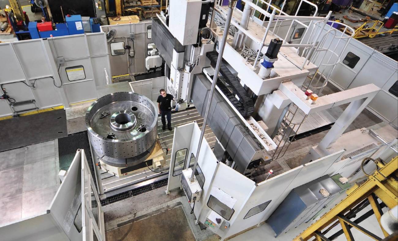 An overhead view of an okuma mill